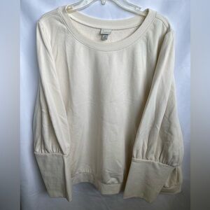 A New Day Women’s Crewneck Sweatshirt with Puff Sleeves in Cream 4X